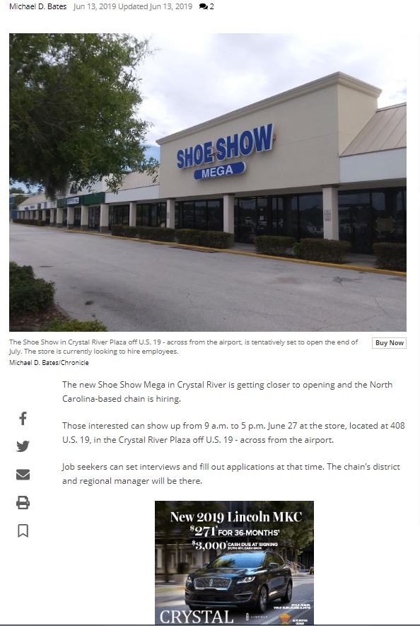 National shoe store chain to open soon in Crystal River